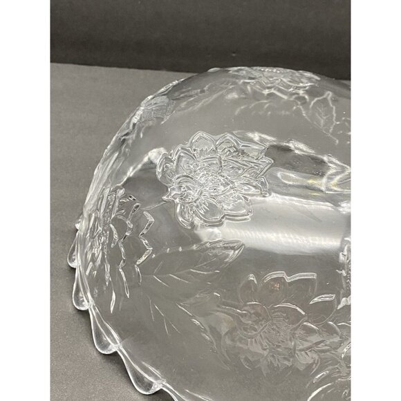 Crystal Floral Bowl Glass 10” World Showcase Scalloped Edges Salad Original Box - Picture 10 of 13
